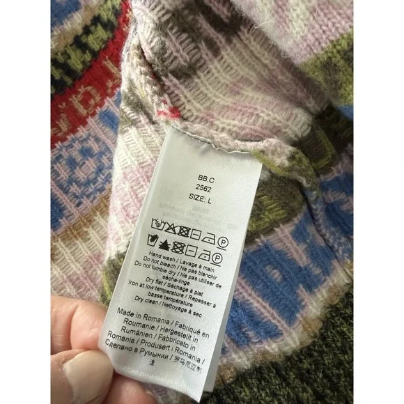 Ganni Multicolor Graphic Knit Cardigan Sweater large - Picture 4 of 7